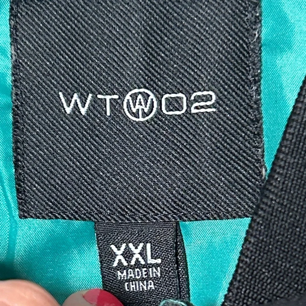 WT 02 Black Windbreaker Bomber Jacket with Teal Lining Mens Size 2XL